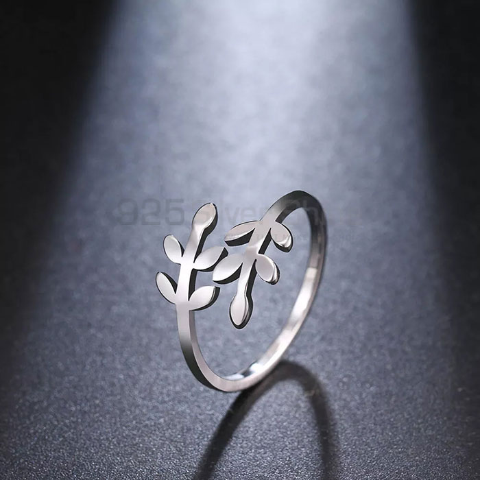 Adjustable Simple Leaf Minimalist Ring In 925 Sterling Silver FWMR257