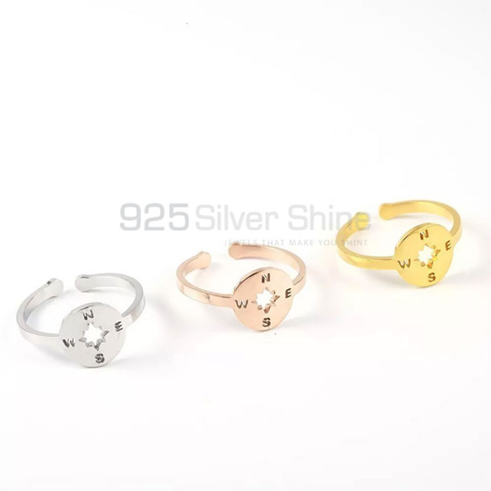 Adjustable Size Compass Minimalist Ring In Sterling Silver COMR49_1