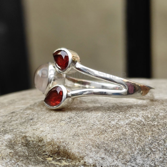 Adjustable Sterling Silver Garnet And Rainbow Moonstone Rings SSR64_0