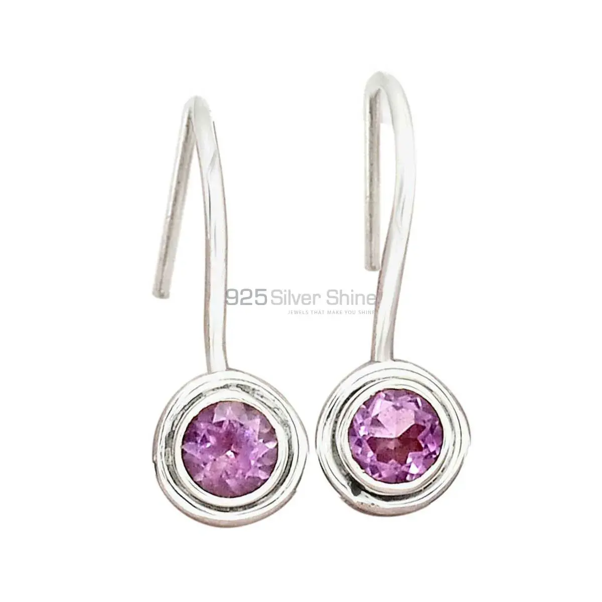 925 Sterling Silver Earrings In Amethyst Gemstone Jewelry 925SE2696_0