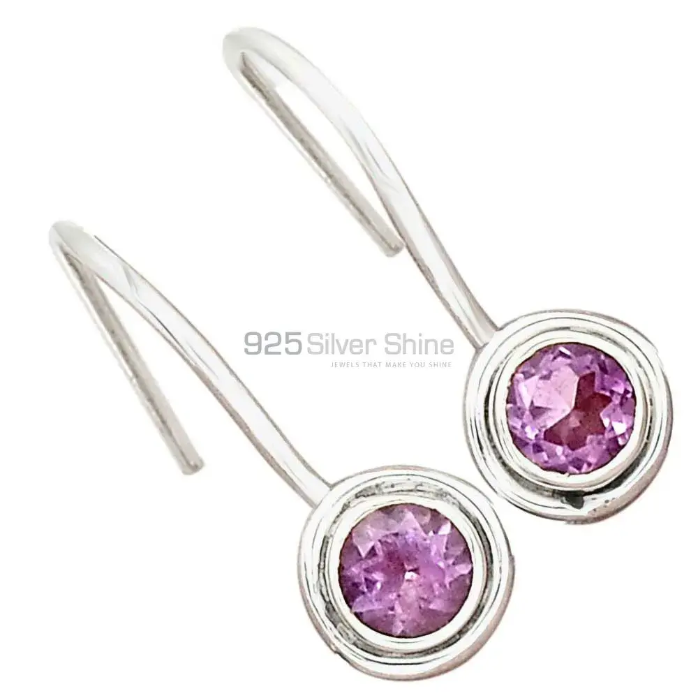 Affordable 925 Sterling Silver Earrings In Amethyst Gemstone Jewelry 925SE2696_0