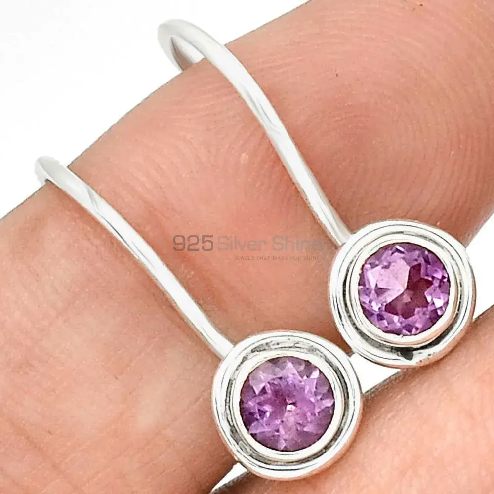 Affordable 925 Sterling Silver Earrings In Amethyst Gemstone Jewelry 925SE2696_1