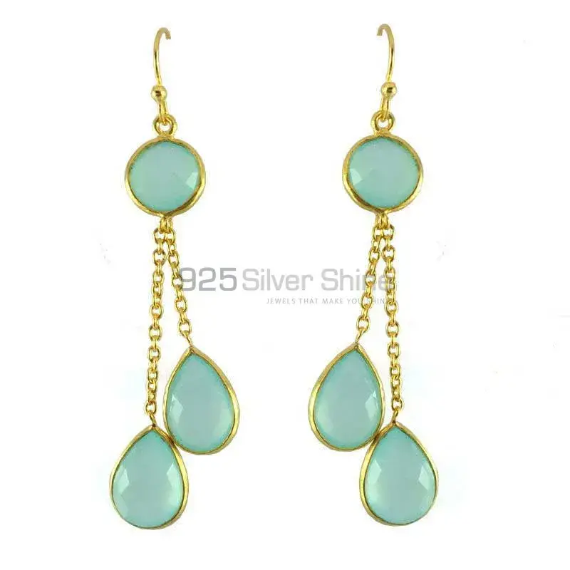 Affordable 925 Sterling Silver Earrings In Chalcedony Gemstone Jewelry 925SE1295