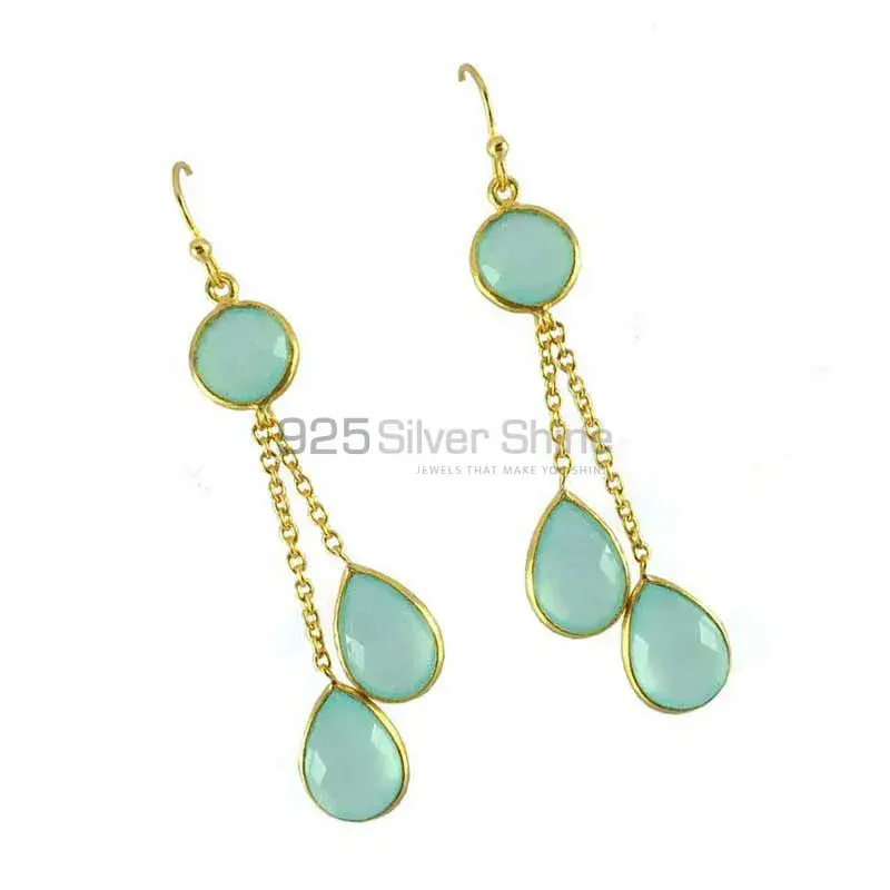 Affordable 925 Sterling Silver Earrings In Chalcedony Gemstone Jewelry 925SE1295_0