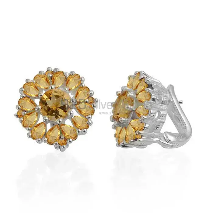 Affordable 925 Sterling Silver Earrings In Citrine Gemstone Jewelry 925SE988