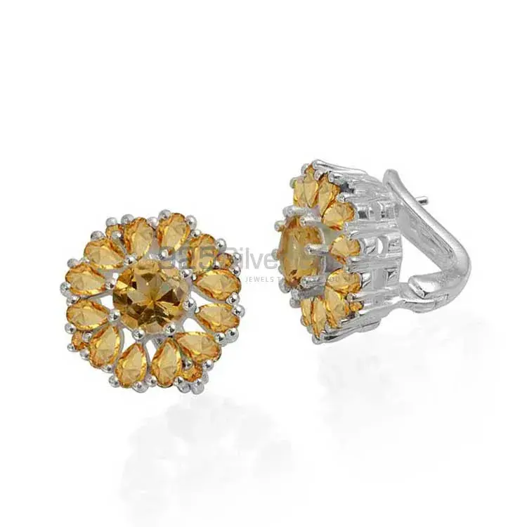 Affordable 925 Sterling Silver Earrings In Citrine Gemstone Jewelry 925SE988_0