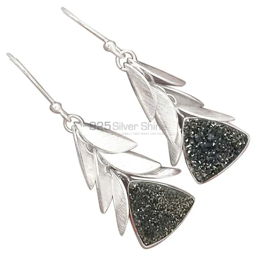 Affordable 925 Sterling Silver Earrings In Druzy Gemstone Jewelry 925SE3021_0