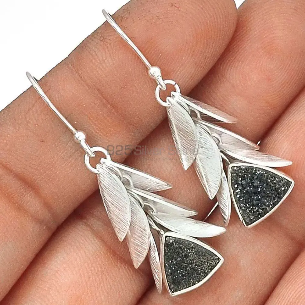 Affordable 925 Sterling Silver Earrings In Druzy Gemstone Jewelry 925SE3021_1