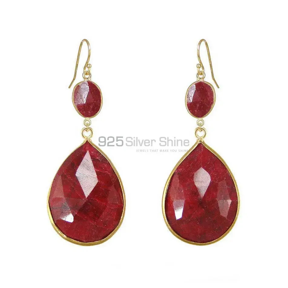 Affordable 925 Sterling Silver Earrings In Dyed Ruby Gemstone Jewelry 925SE1891
