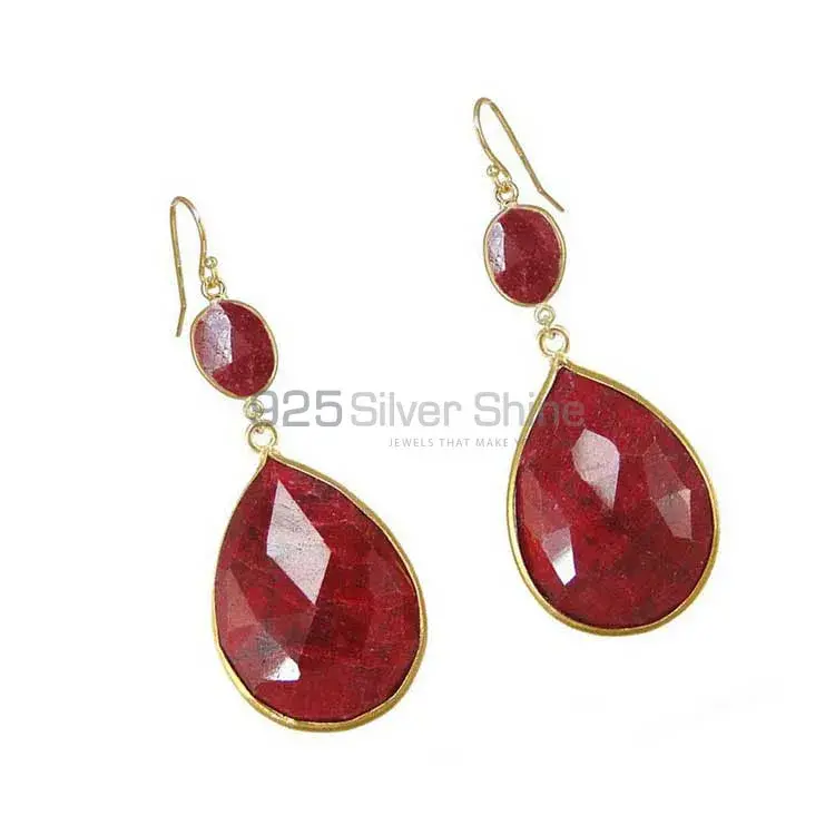 925 Sterling Silver Earrings In Dyed Ruby Gemstone Jewelry 925SE1891_1