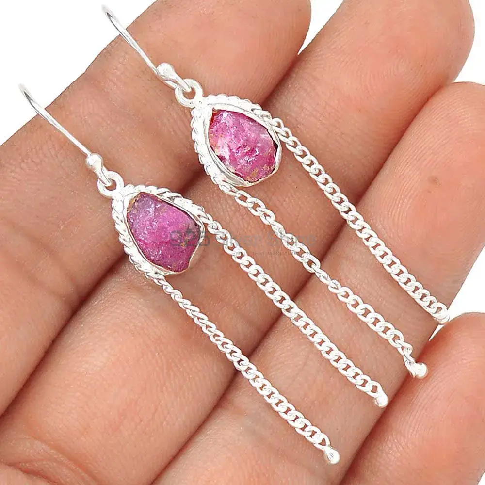 Affordable 925 Sterling Silver Earrings In Dyed Ruby Gemstone Jewelry 925SE2071_0