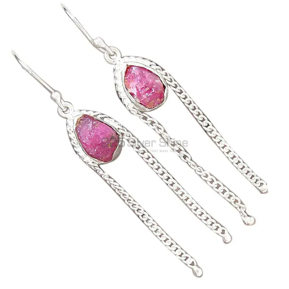 Affordable 925 Sterling Silver Earrings In Dyed Ruby Gemstone Jewelry 925SE2071_1