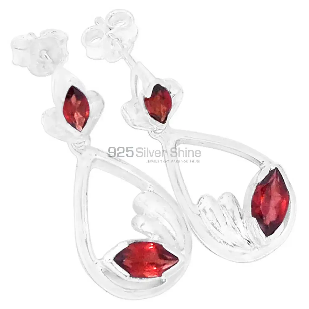 Affordable 925 Sterling Silver Earrings In Garnet Gemstone Jewelry 925SE435