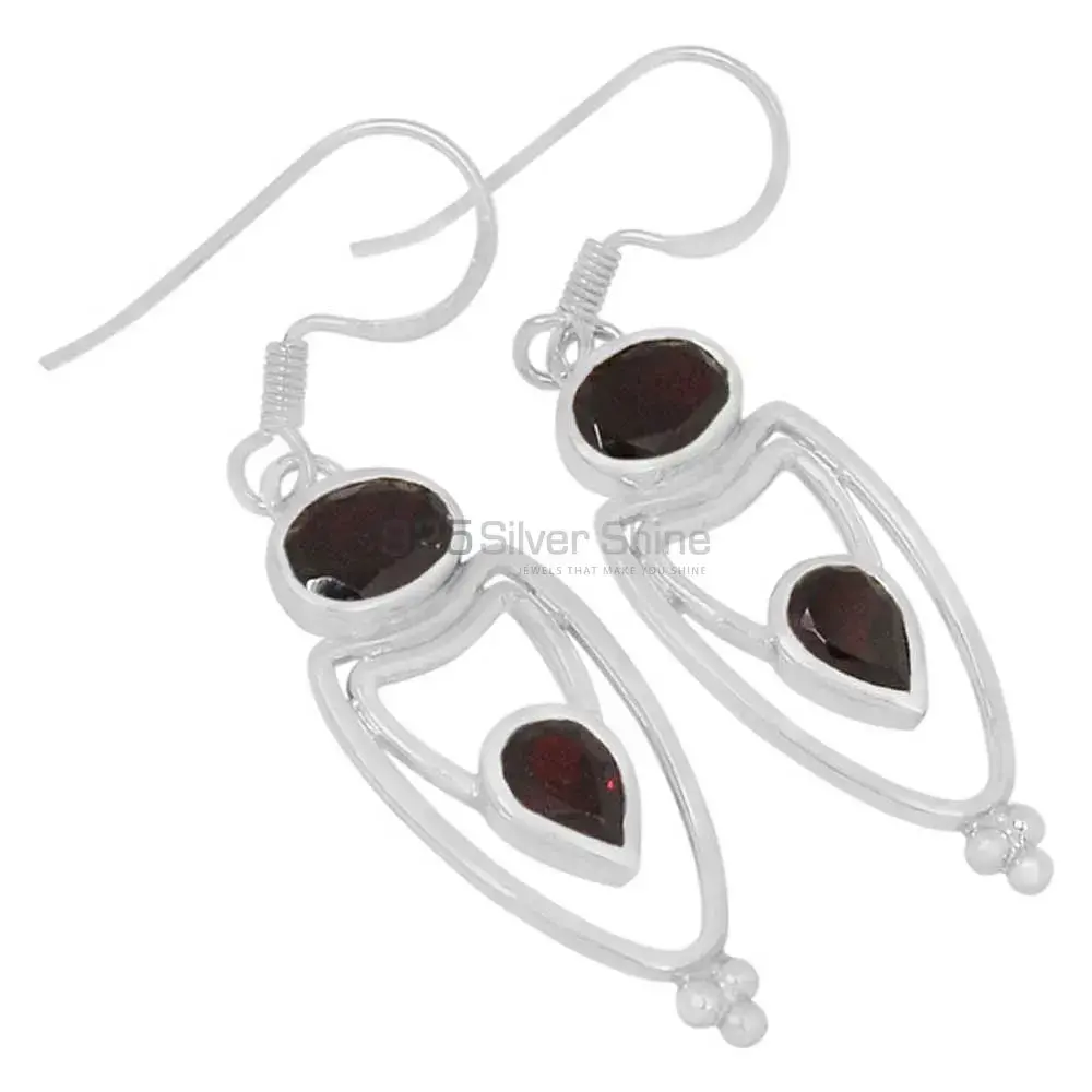 Affordable 925 Sterling Silver Earrings In Garnet Gemstone Jewelry 925SE593