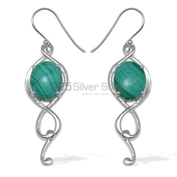 925 Sterling Silver Earrings In Malachite Gemstone Jewelry 925SE830_0