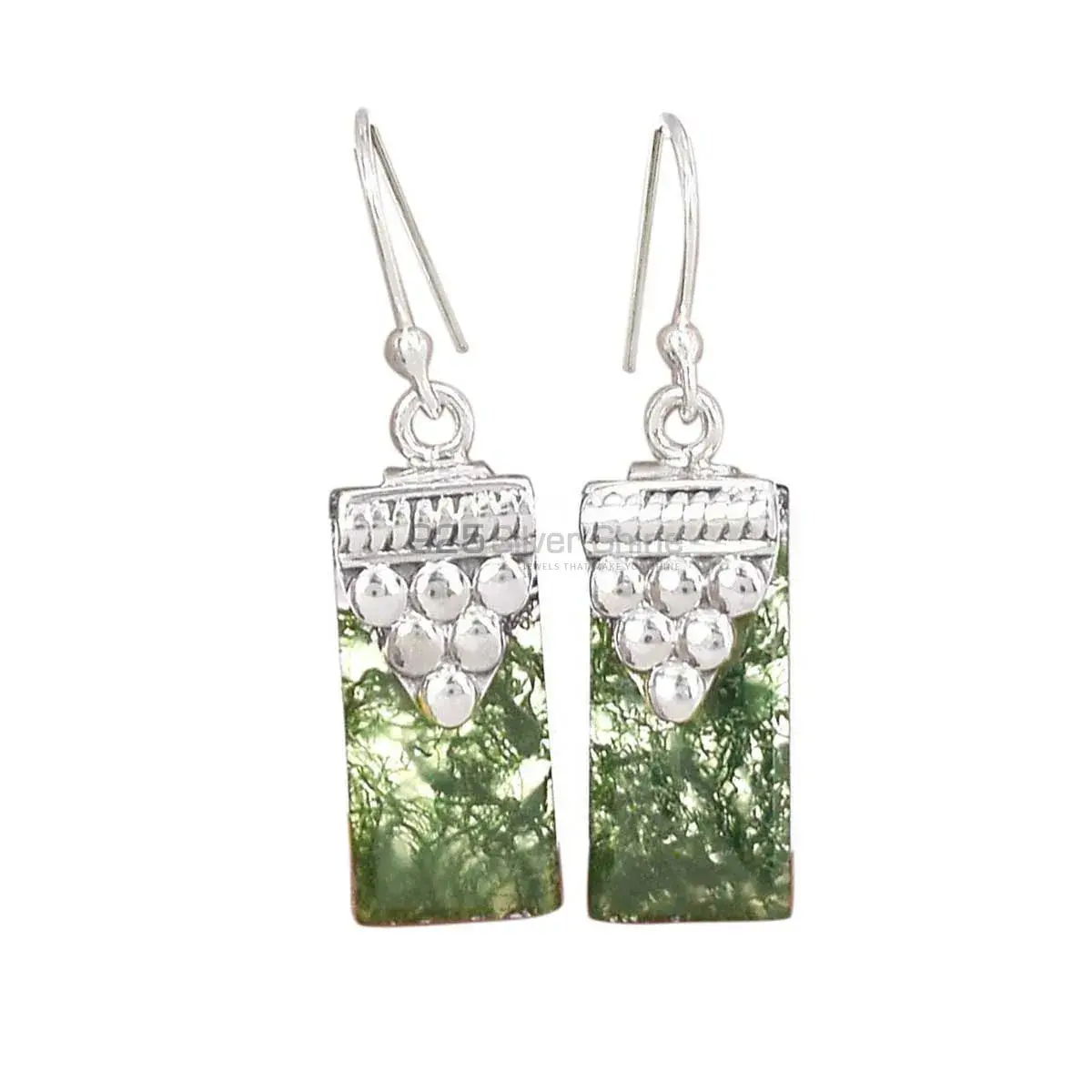 925 Sterling Silver Earrings In Moos Agate Gemstone Jewelry 925SE2466_0