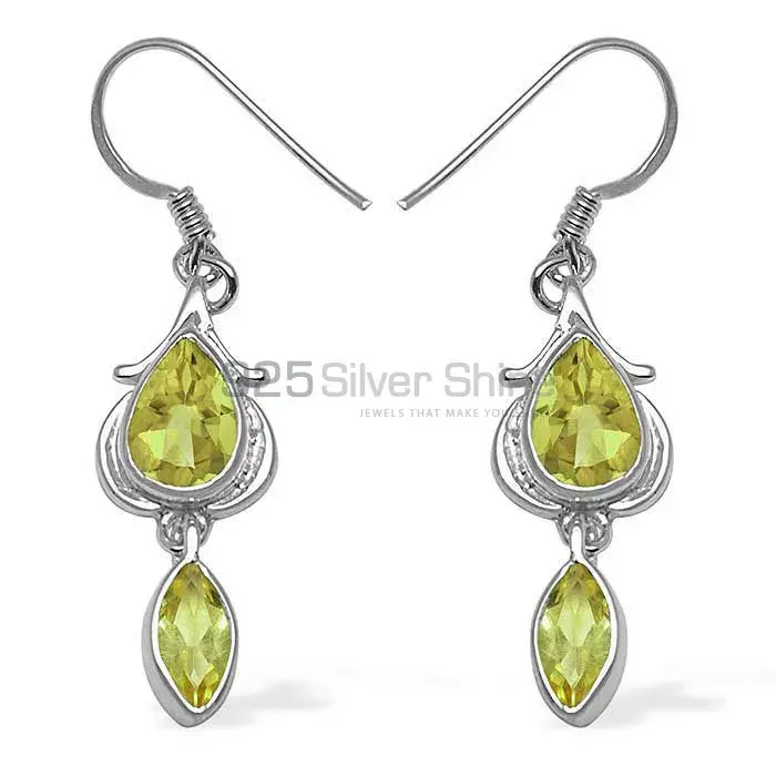 Affordable 925 Sterling Silver Earrings In Peridot Gemstone Jewelry 925SE1067