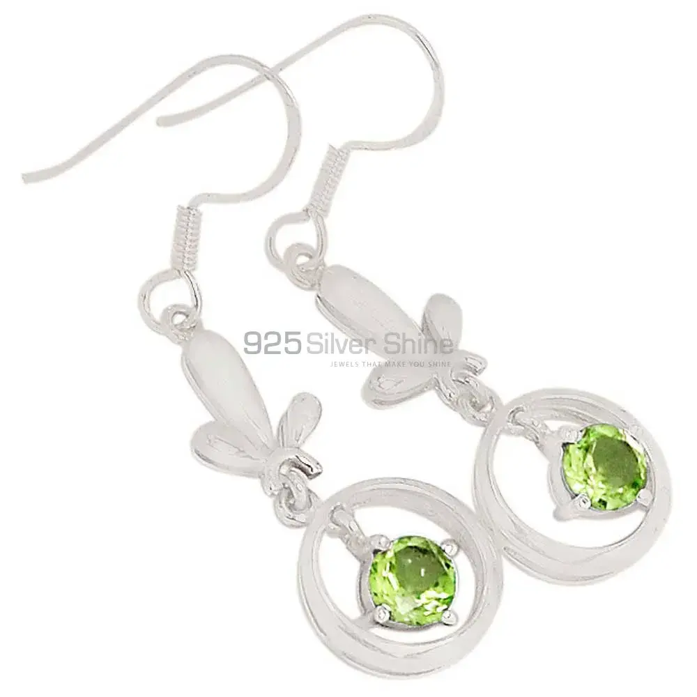 Affordable 925 Sterling Silver Earrings In Peridot Gemstone Jewelry 925SE356