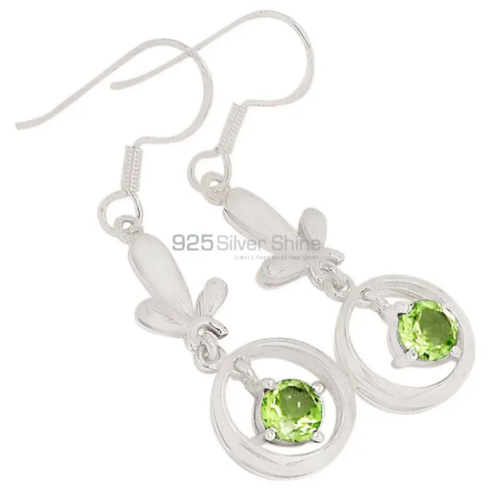 925 Sterling Silver Earrings In Peridot Gemstone Jewelry 925SE356_0