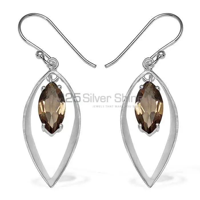Affordable 925 Sterling Silver Earrings In Smoky Quartz Gemstone Jewelry 925SE909
