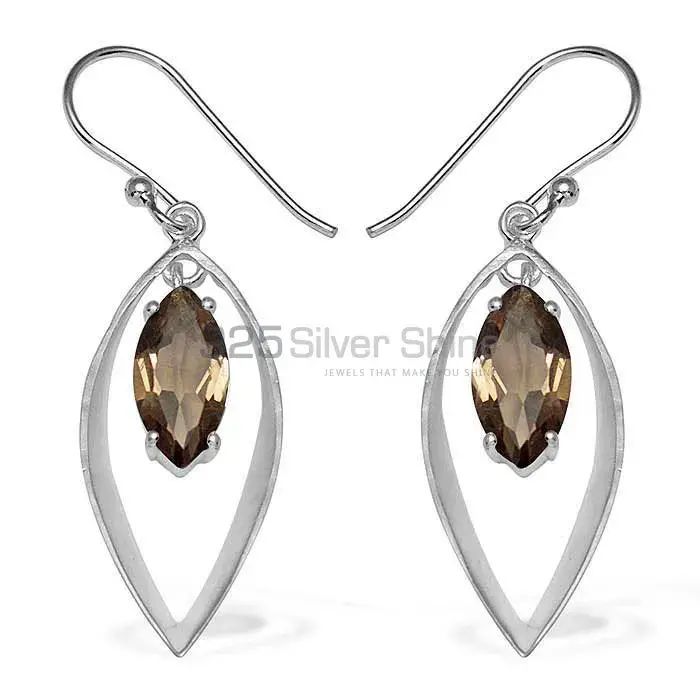 925 Sterling Silver Earrings In Smoky Quartz Gemstone Jewelry 925SE909_0
