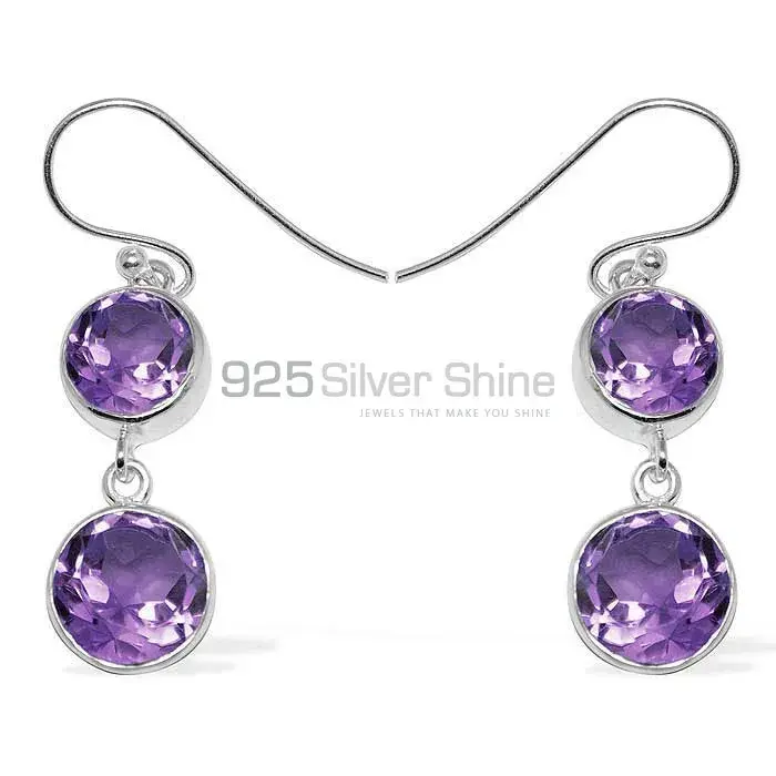 925 Sterling Silver Earrings In Amethyst Gemstone Jewelry 925SE1156_0
