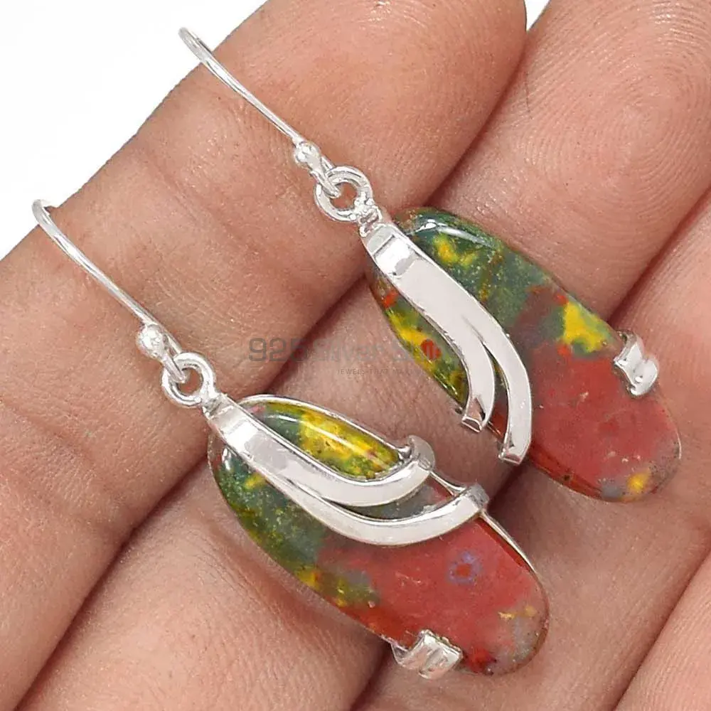 Affordable 925 Sterling Silver Earrings Wholesaler In Blood Stone Gemstone Jewelry 925SE2081_0