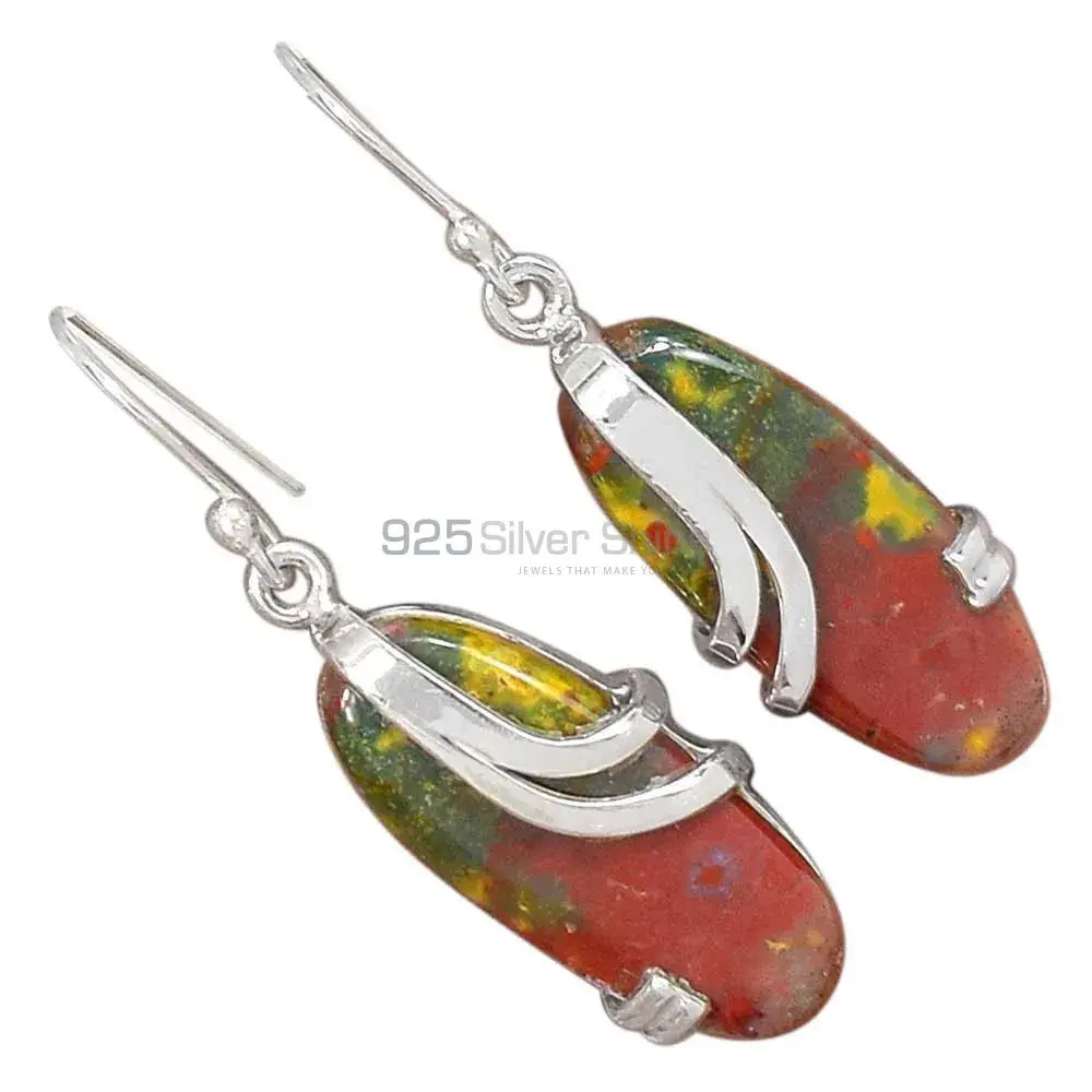 Affordable 925 Sterling Silver Earrings Wholesaler In Blood Stone Gemstone Jewelry 925SE2081_1