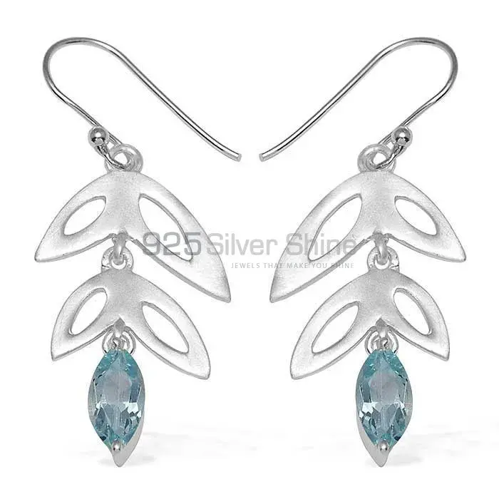 925 Sterling Silver Earrings In Blue Topaz Gemstone Jewelry 925SE761_0