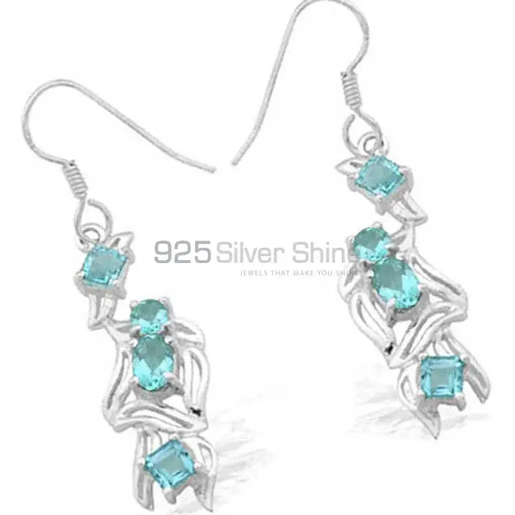 Affordable 925 Sterling Silver Earrings Wholesaler In Blue Topaz Gemstone Jewelry 925SE919_0
