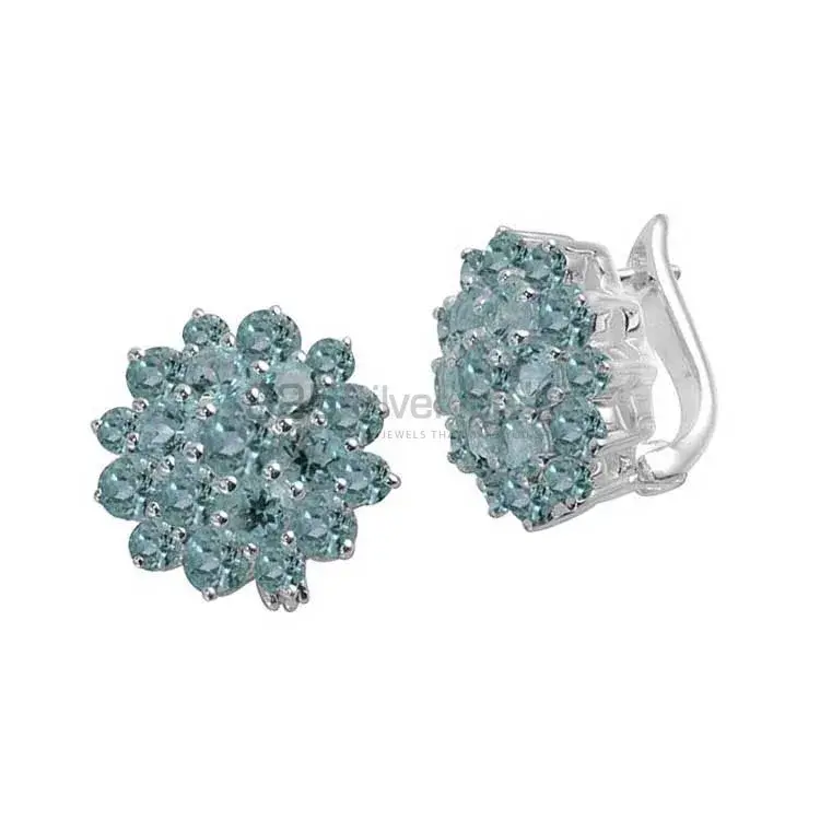 925 Sterling Silver Earrings In Blue Topaz Gemstone Jewelry 925SE998_1