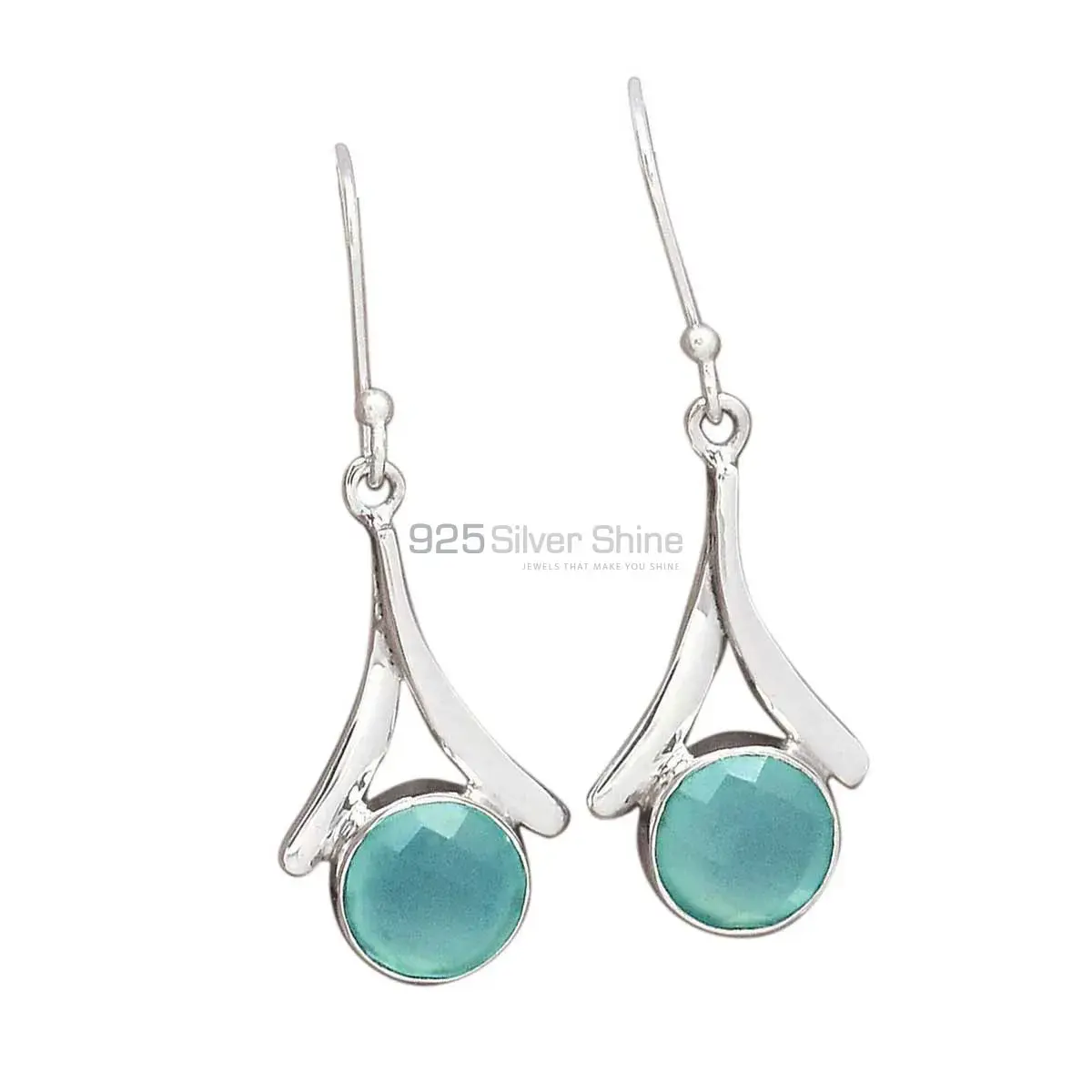 925 Sterling Silver Earrings In Chalcedony Gemstone Jewelry 925SE2160_0