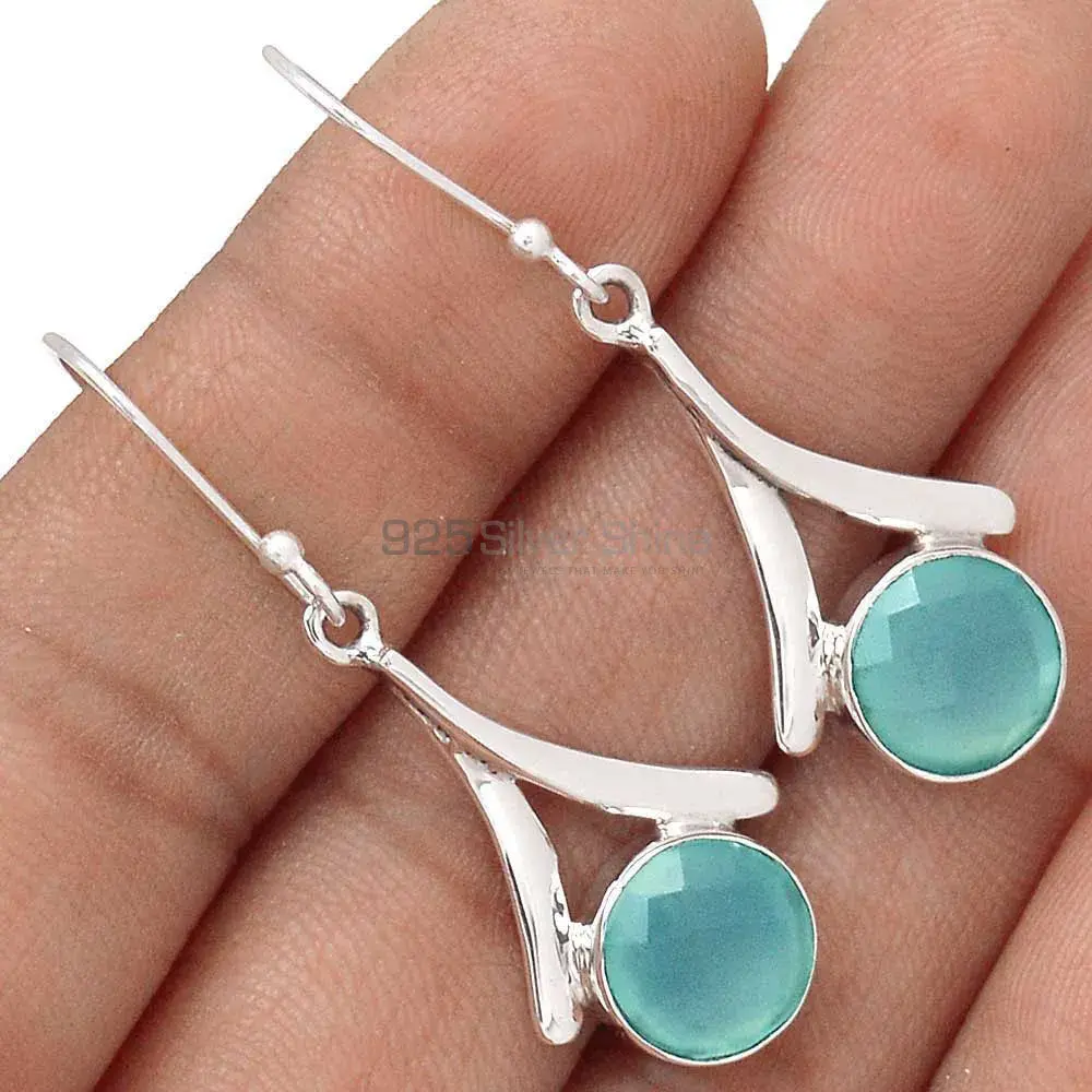 Affordable 925 Sterling Silver Earrings Wholesaler In Chalcedony Gemstone Jewelry 925SE2160_0