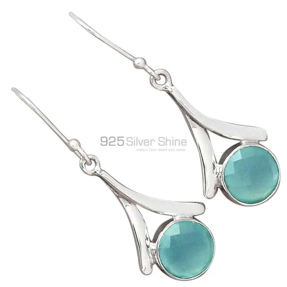 Affordable 925 Sterling Silver Earrings Wholesaler In Chalcedony Gemstone Jewelry 925SE2160_1