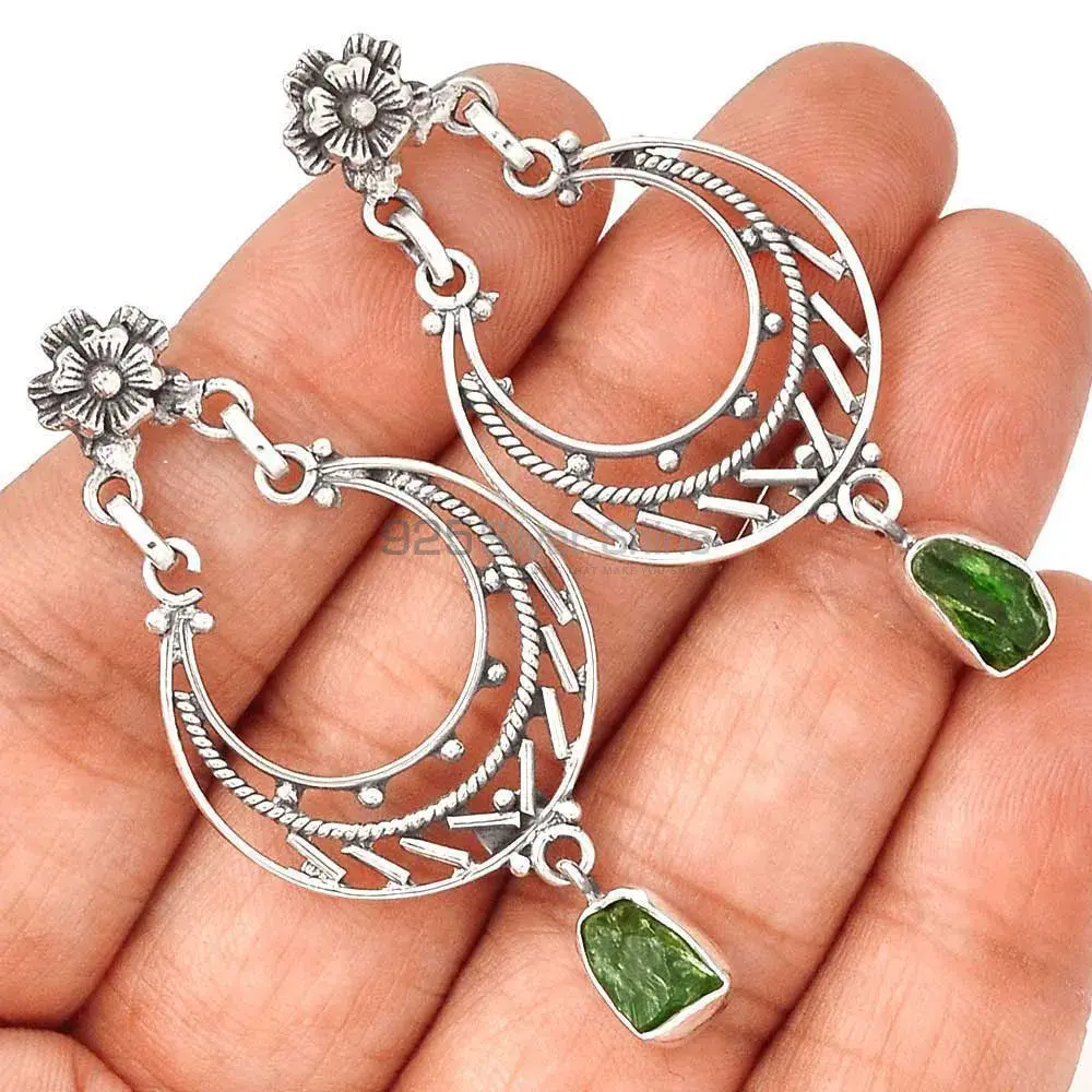 Affordable 925 Sterling Silver Earrings Wholesaler In Chrome Diopside Gemstone Jewelry 925SE3110_0