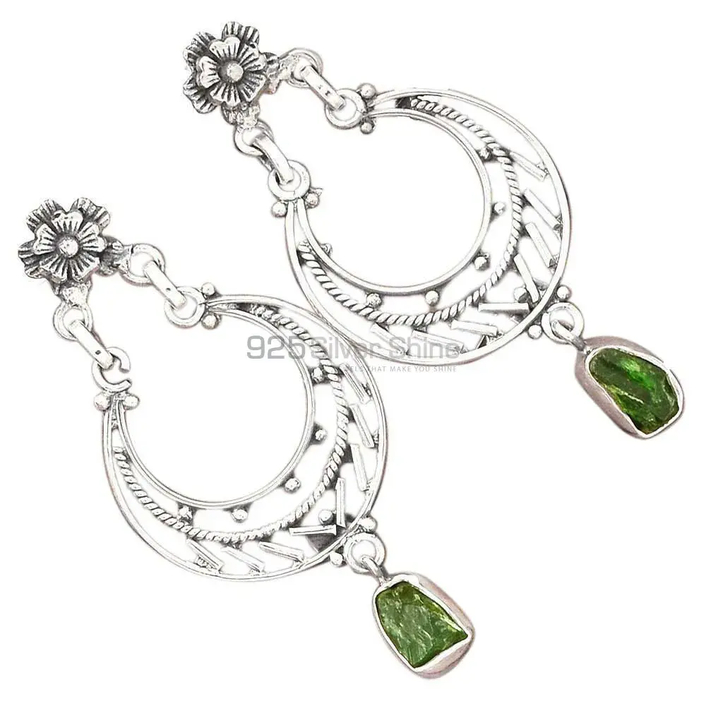 Affordable 925 Sterling Silver Earrings Wholesaler In Chrome Diopside Gemstone Jewelry 925SE3110_1