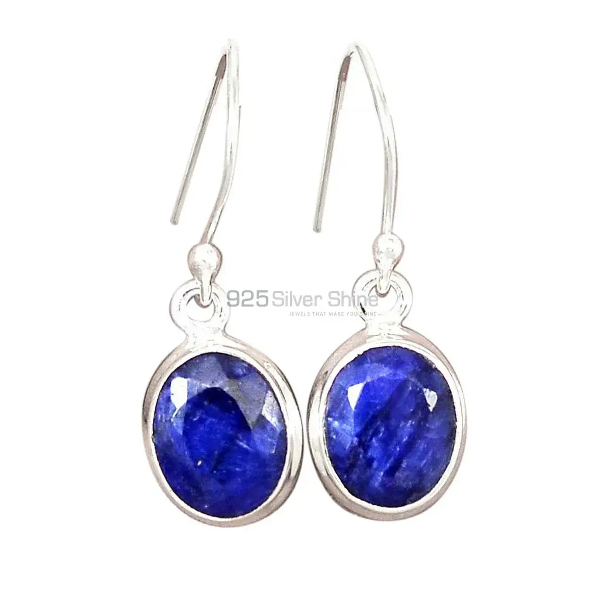 925 Sterling Silver Earrings In Dyed Sapphire Gemstone Jewelry 925SE2397_1