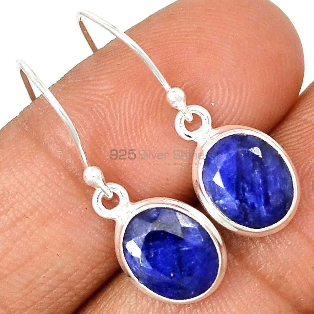 925 Sterling Silver Earrings In Dyed Sapphire Gemstone Jewelry 925SE2397_2