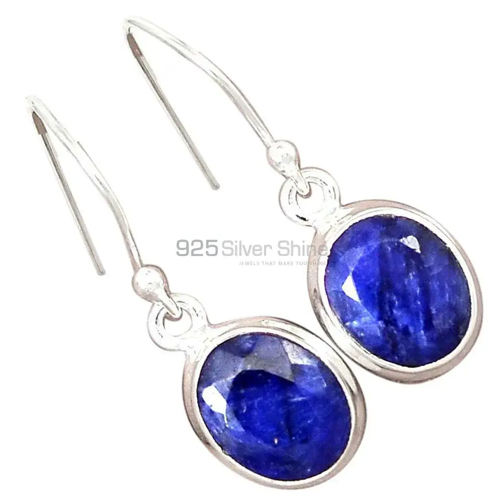 925 Sterling Silver Earrings In Dyed Sapphire Gemstone Jewelry 925SE2397_3