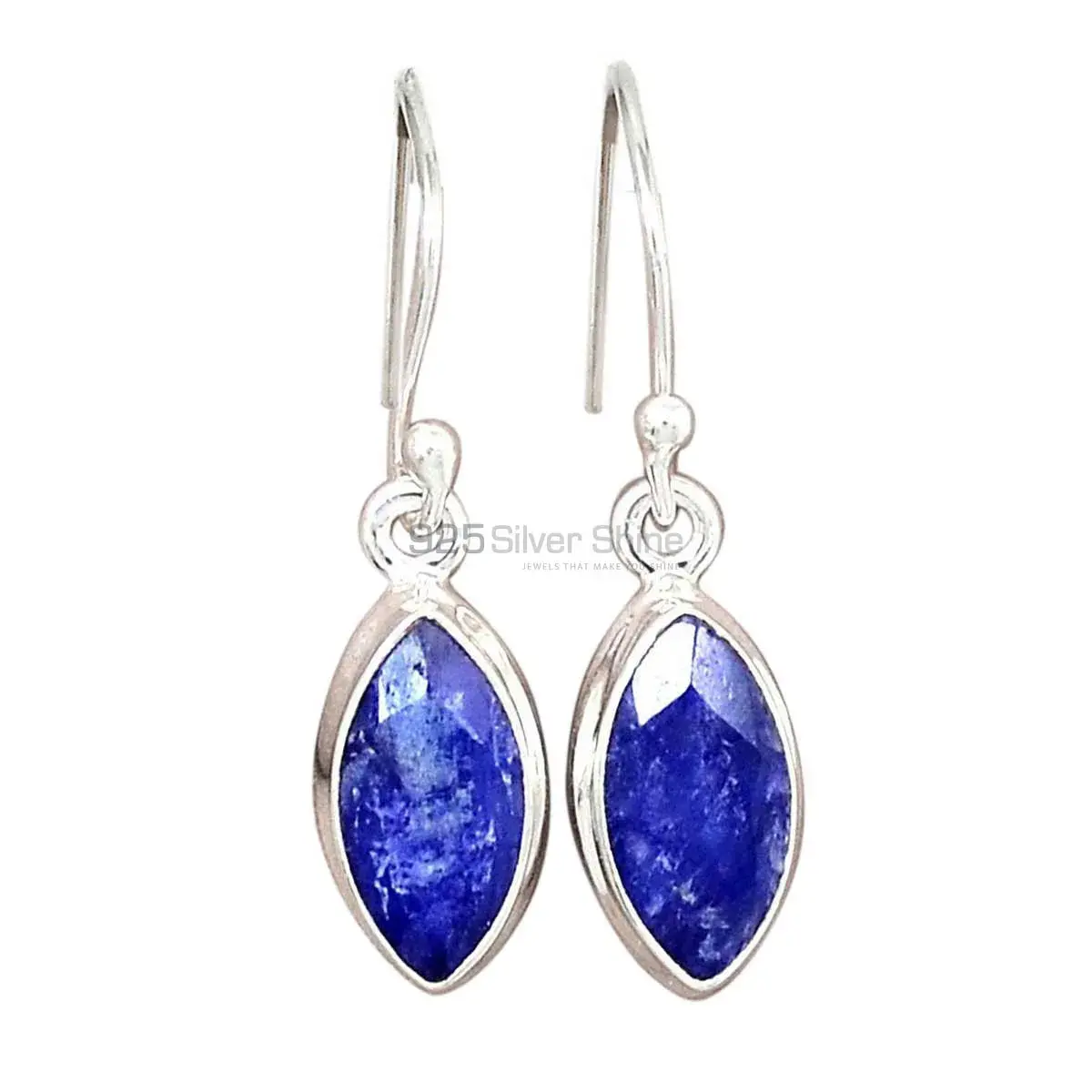 925 Sterling Silver Earrings In Dyed Sapphire Gemstone Jewelry 925SE2397_4