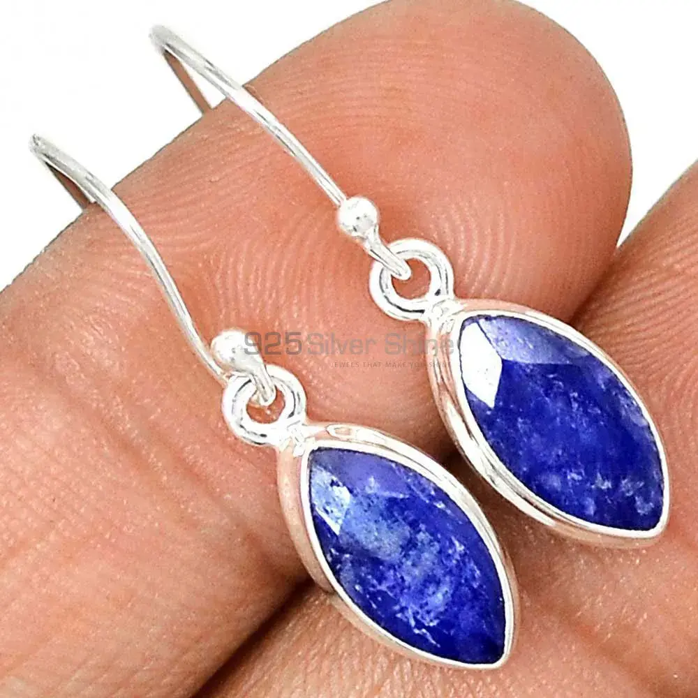 925 Sterling Silver Earrings In Dyed Sapphire Gemstone Jewelry 925SE2397_5