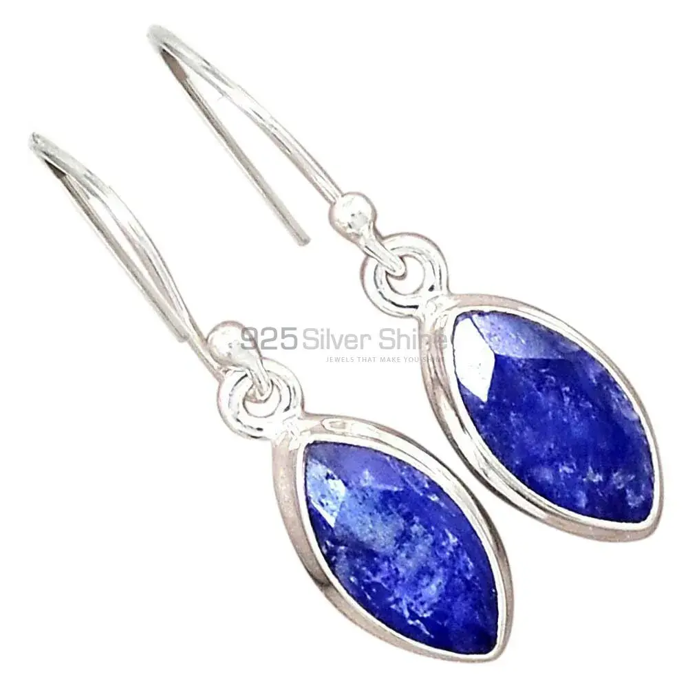 925 Sterling Silver Earrings In Dyed Sapphire Gemstone Jewelry 925SE2397_6