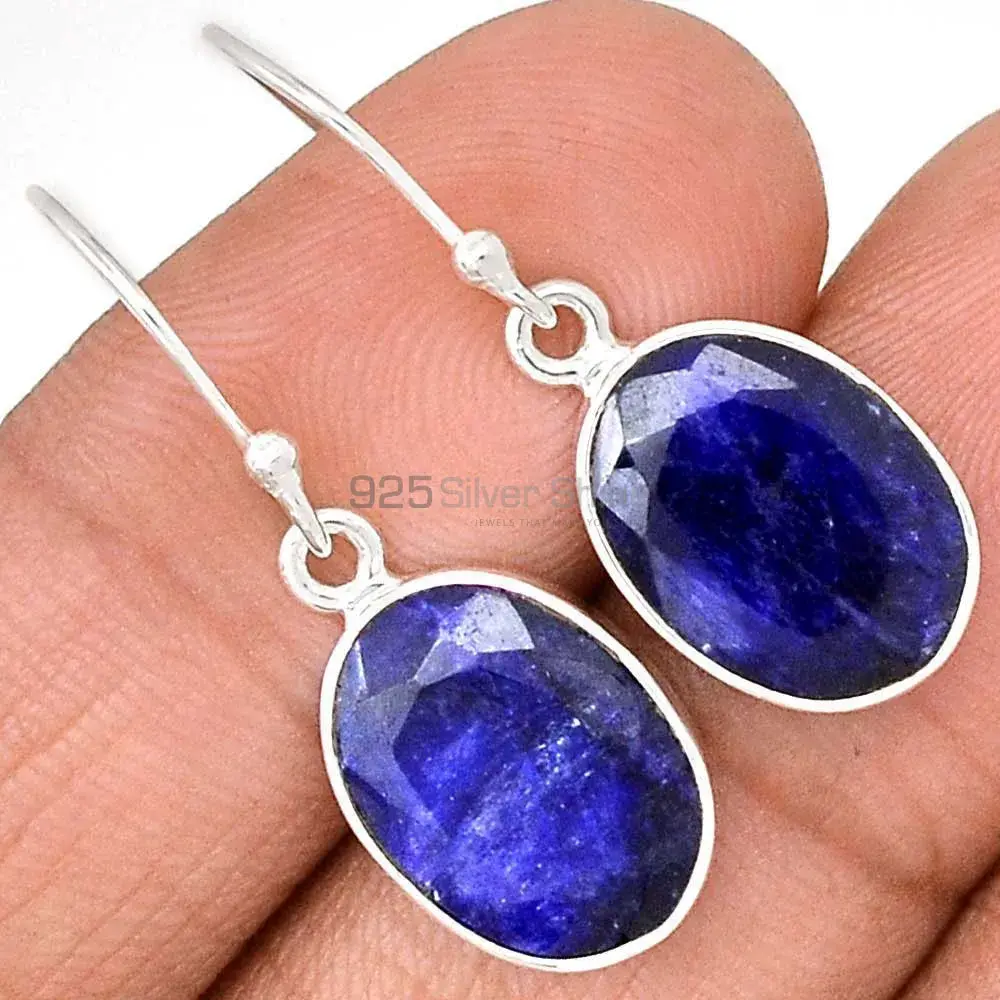 925 Sterling Silver Earrings In Dyed Sapphire Gemstone Jewelry 925SE2397_8