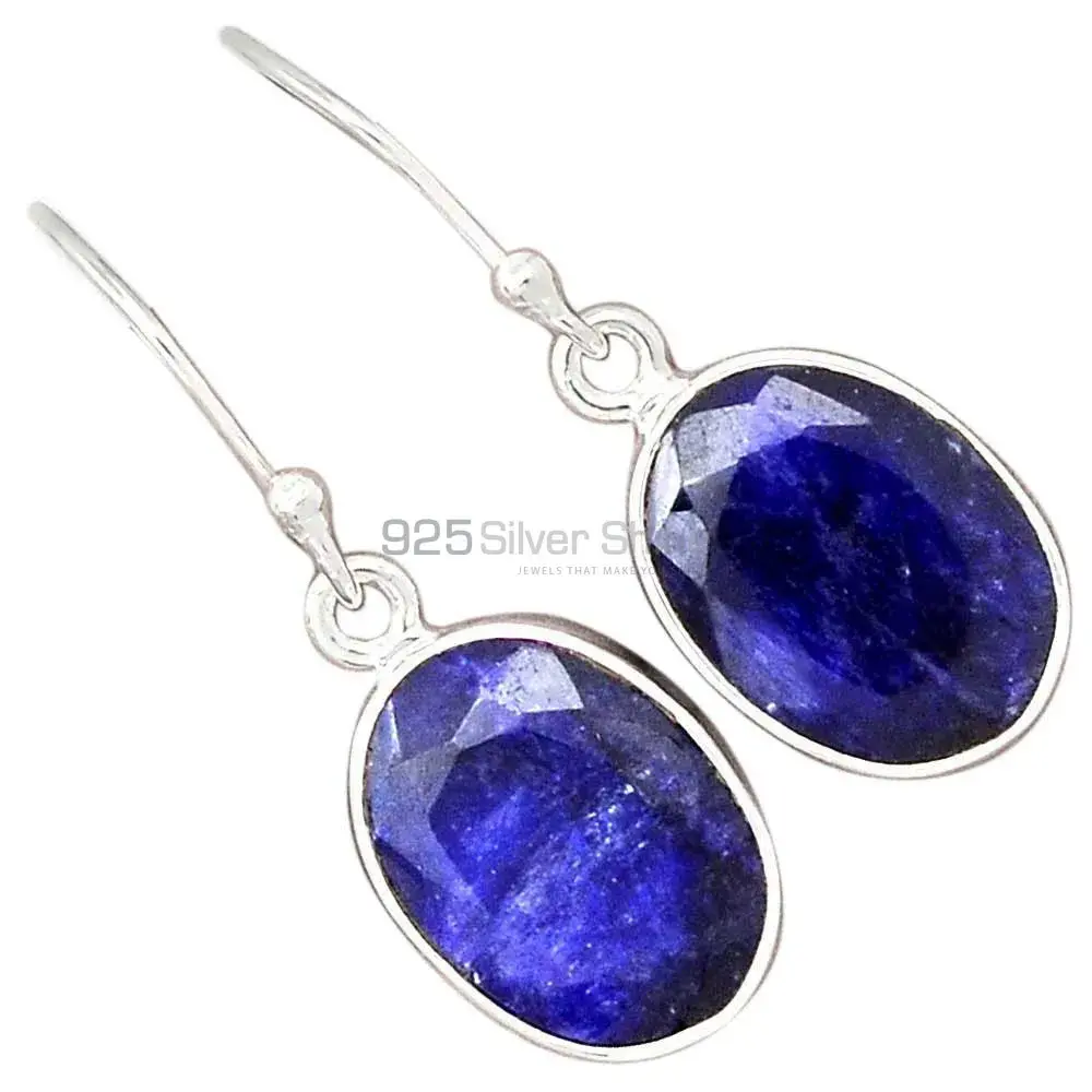 925 Sterling Silver Earrings In Dyed Sapphire Gemstone Jewelry 925SE2397_9