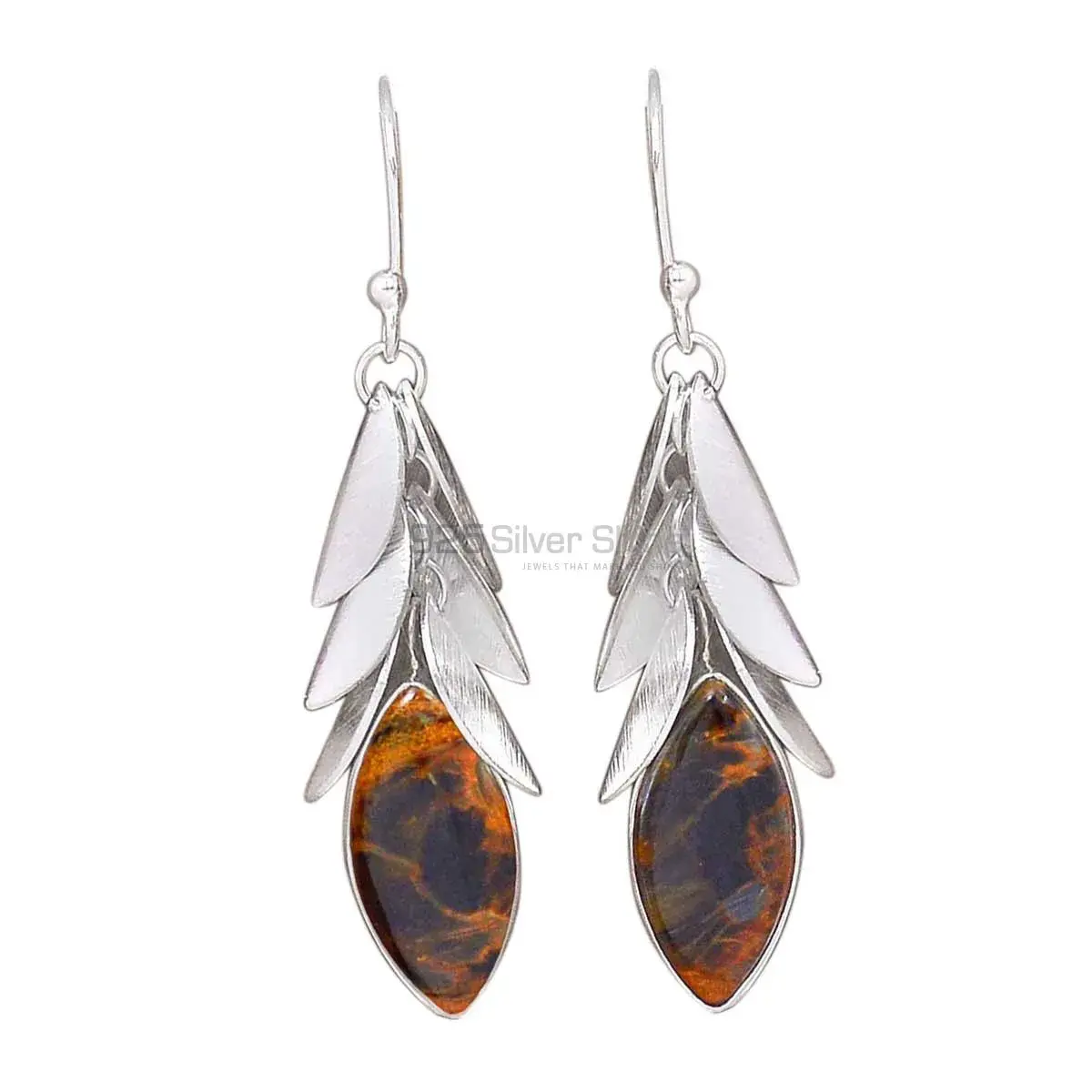 925 Sterling Silver Earrings In Pietersite Gemstone Jewelry 925SE3031_0