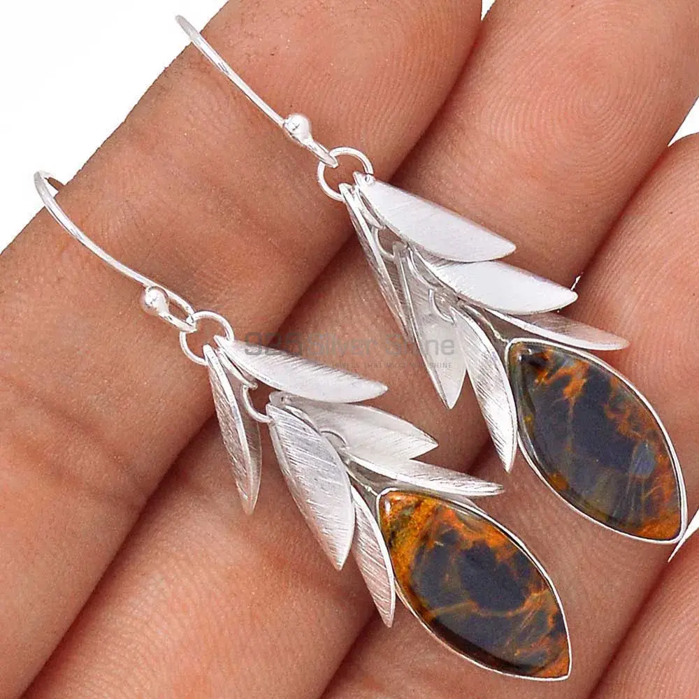 925 Sterling Silver Earrings In Pietersite Gemstone Jewelry 925SE3031_2