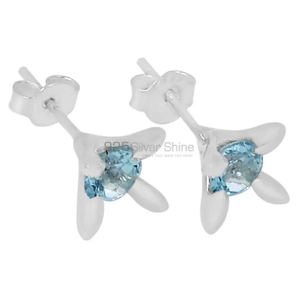 925 Sterling Silver Handmade Earrings In Blue Topaz Gemstone Jewelry 925SE534_0