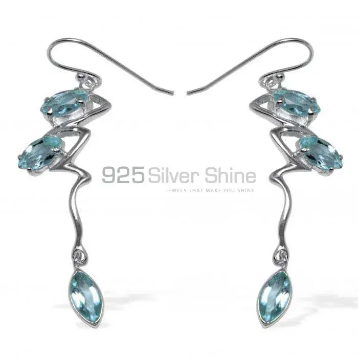 Affordable 925 Sterling Silver Handmade Earrings Exporters In Blue Topaz Gemstone Jewelry 925SE929