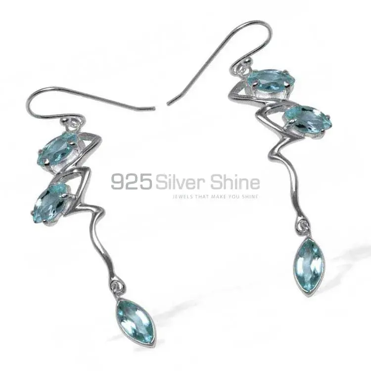 Affordable 925 Sterling Silver Handmade Earrings Exporters In Blue Topaz Gemstone Jewelry 925SE929_0