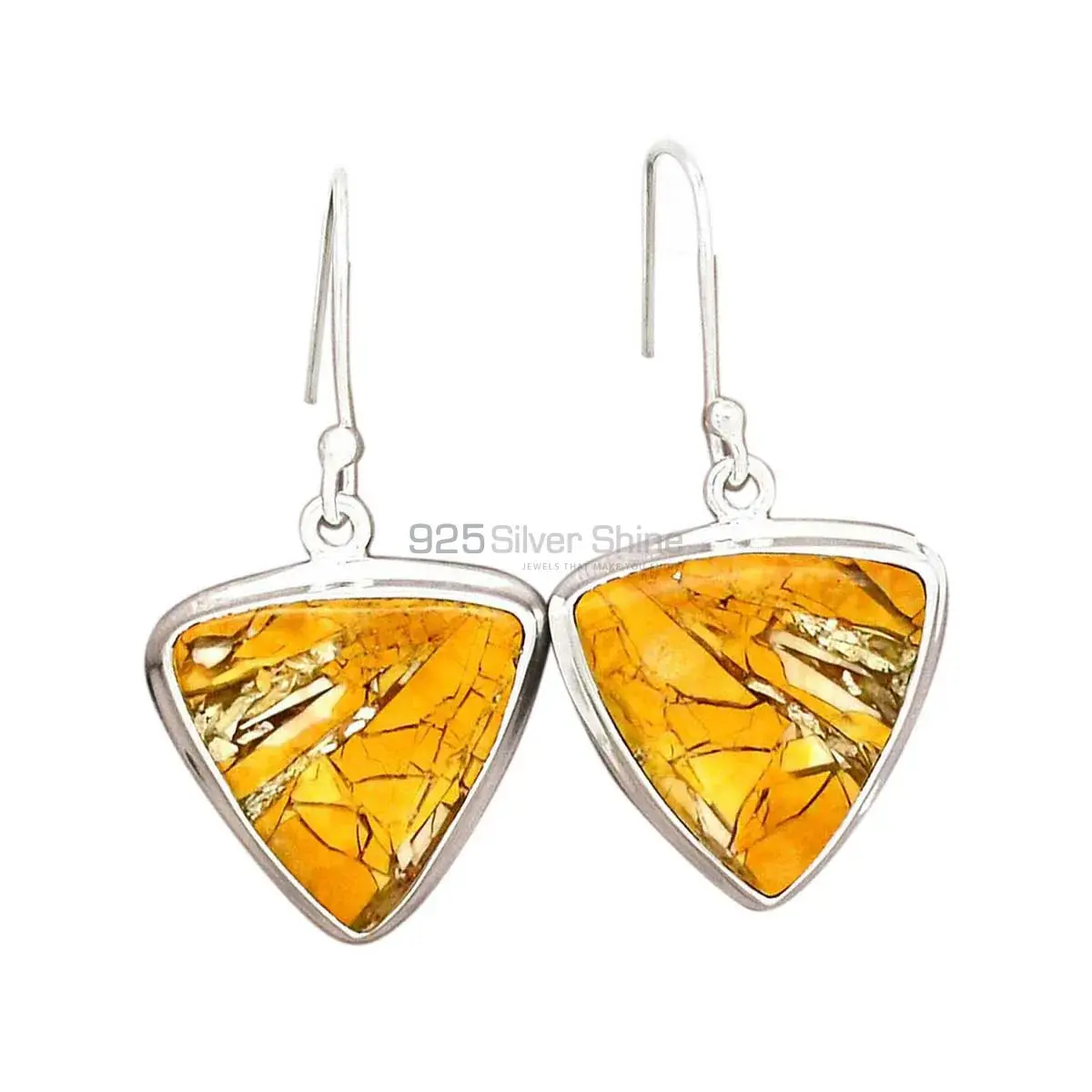 925 Sterling Silver Handmade Earrings In Brecciated Mookaite Gemstone Jewelry 925SE2804_0